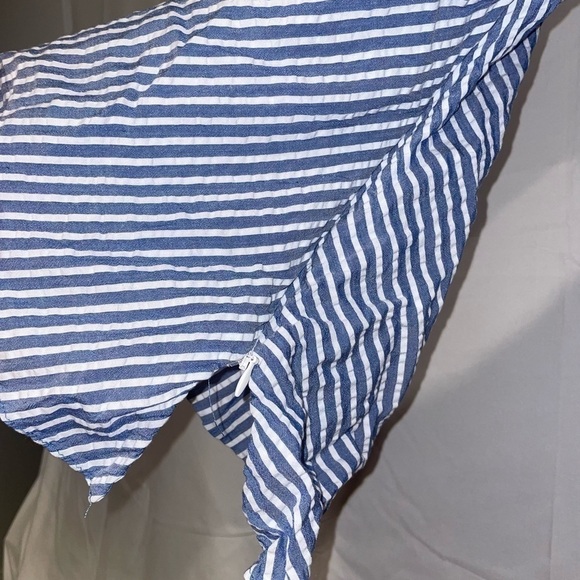 Zara Trafaluc Collection Blouse Off Shoulder Seersucker Striped Bell Sleeve Zip - Picture 6 of 11